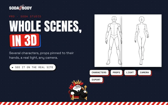 Soda Studio: a whole scene with two characters, props and light