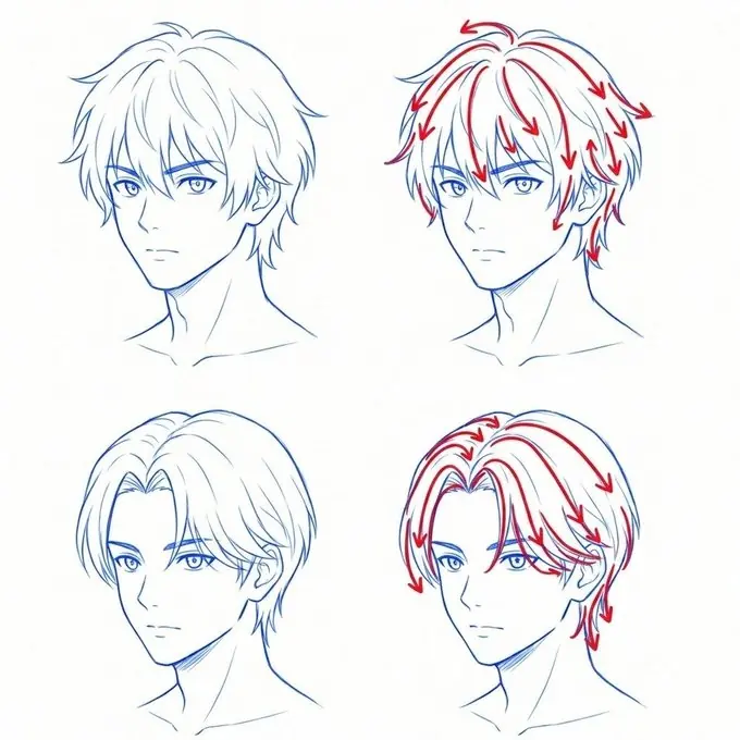 Short hair flow — drawing reference by SodaGuy