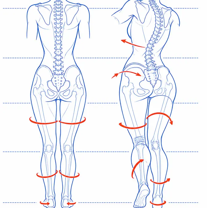 Twisting the spine and pelvis — drawing reference by SodaGuy