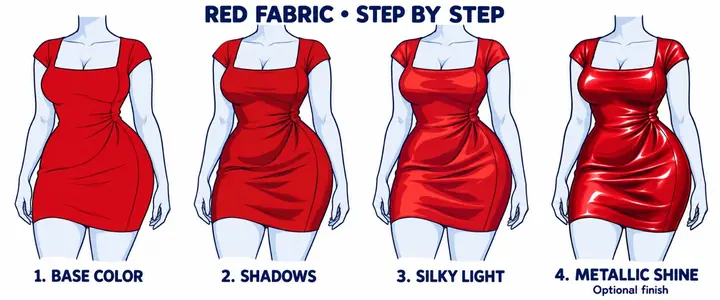 Red fabric and reflective finish — drawing reference by SodaGuy